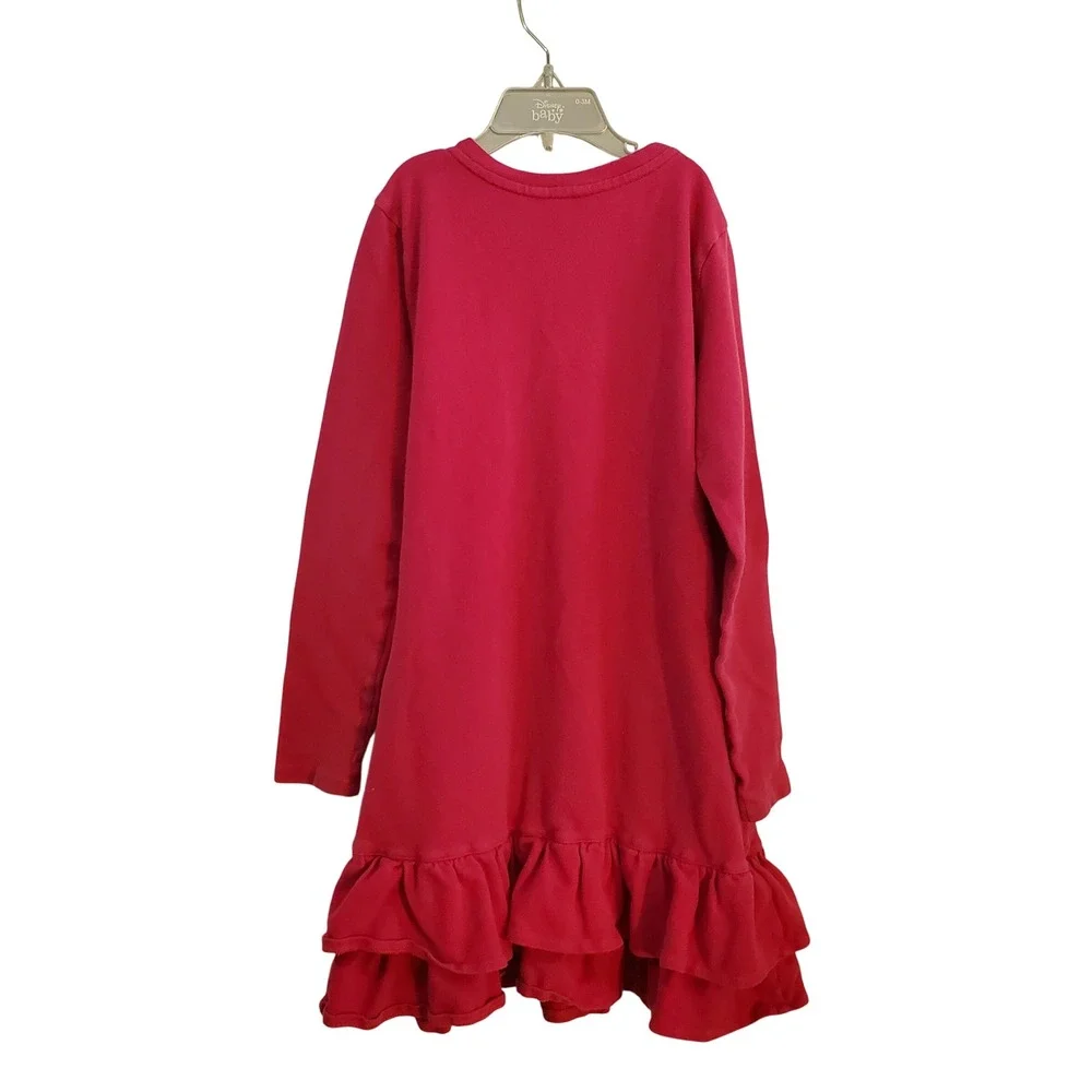 Chaps Girls' Dress Ruffle‎ Hem Long Sleeve Casual Pink Size M (8-10)